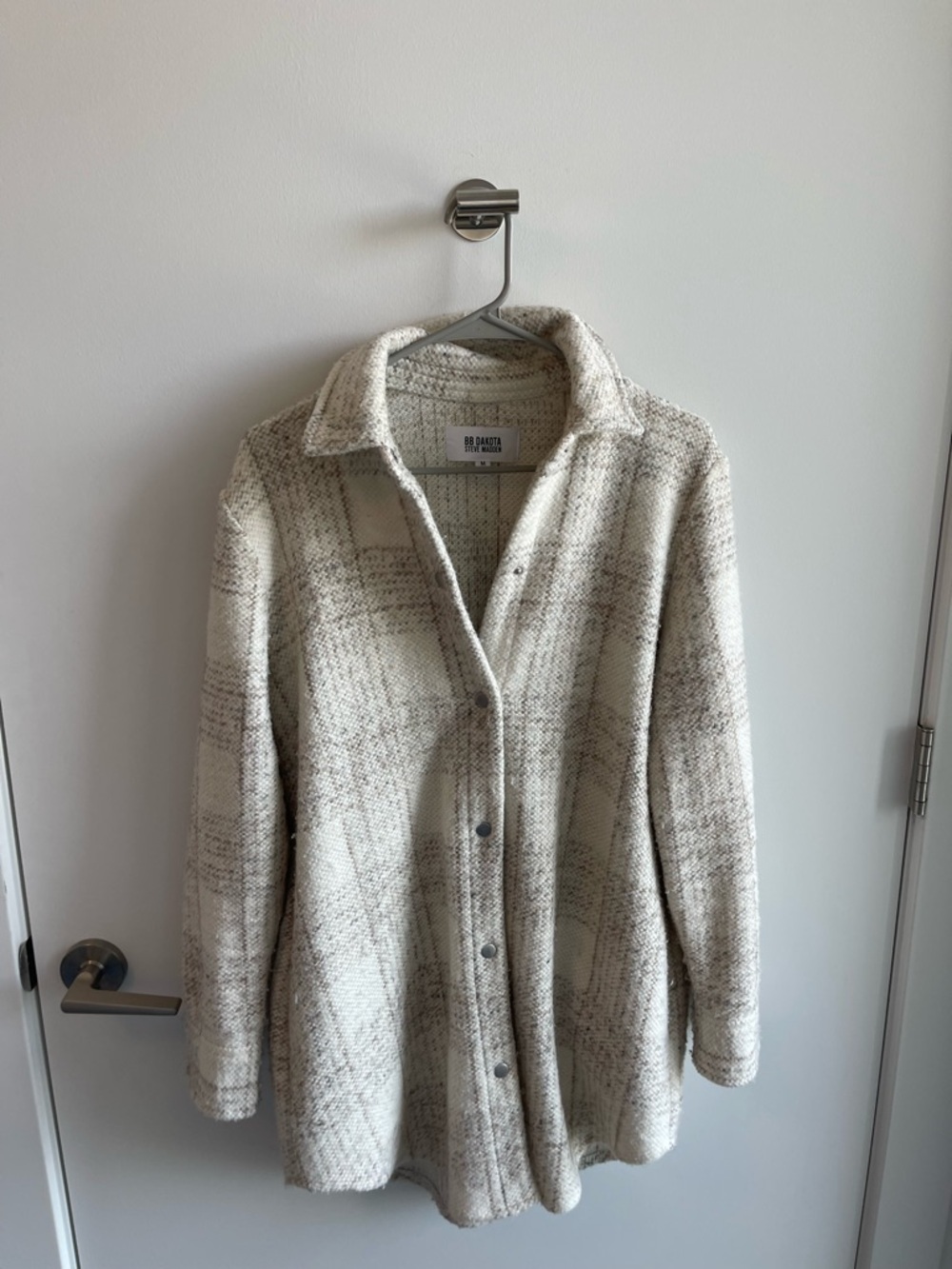 BB Dakota Cream Plaid Shacket - Cozy Button-Front Jacket